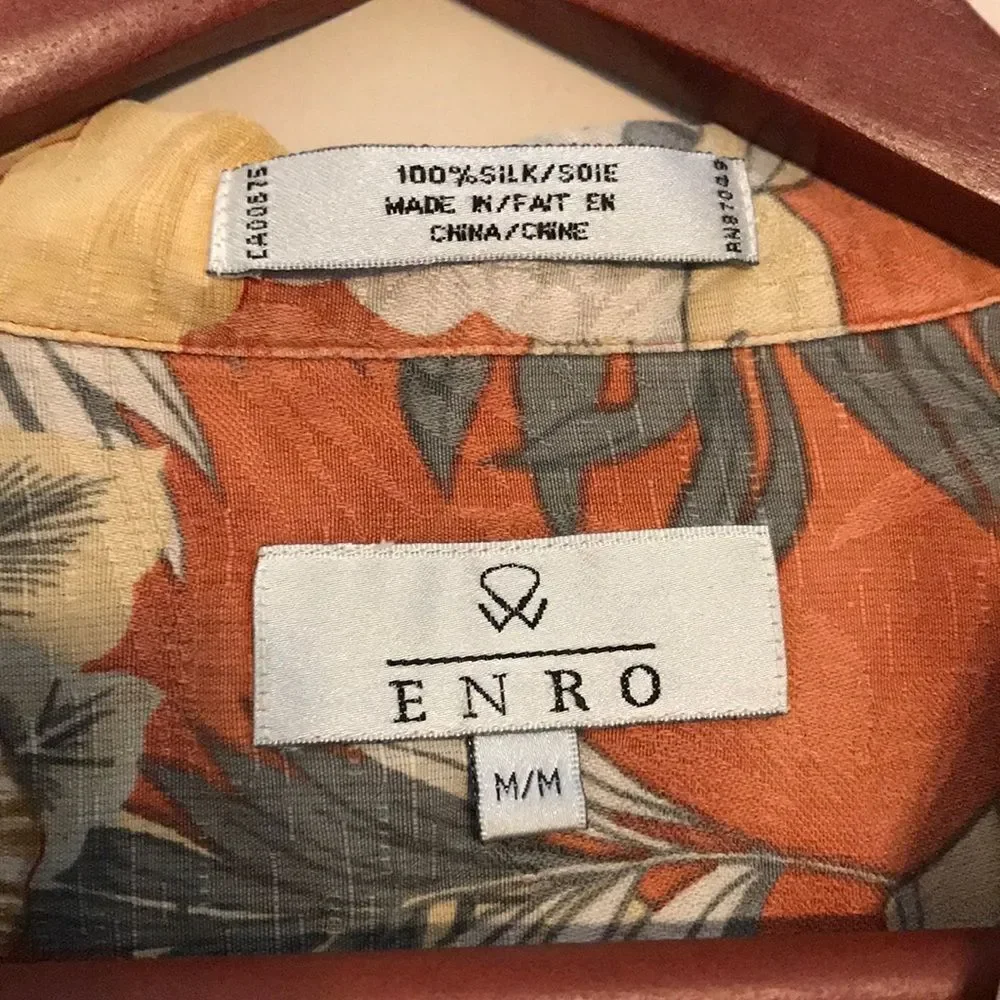 ENRO Tropical Print Silk Button Down - Size Medium - Picture 5 of 6